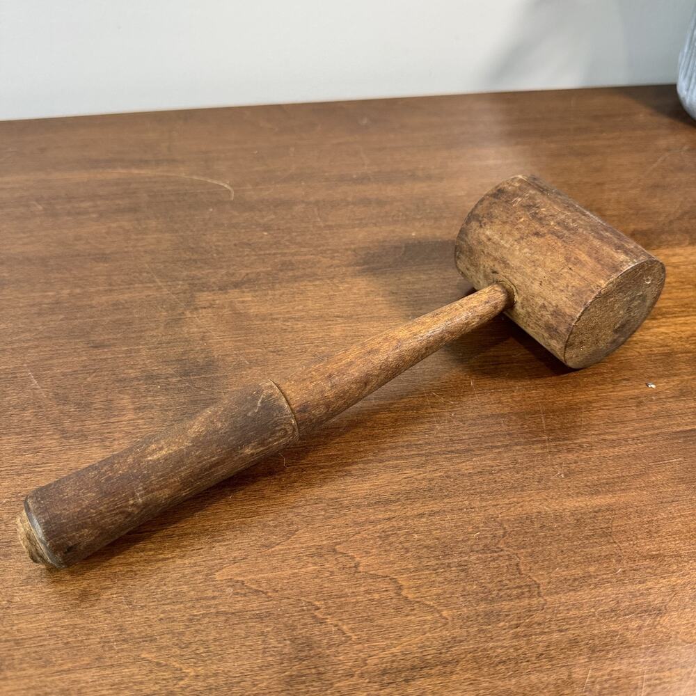 Vintage Wood Mallet Hammer Wooden Joinery Carving Tool Workbench Shop